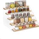 VAEHOLD Spice Rack Organizer for Cabinet & Countertop - Seasoning Organizer Spice Shelf - Space Saving Wooden Display Risers Shelf Showcase Fixtures Jewelry (5 Tier)