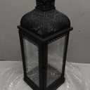 TRIROCKS Rustic Style Metal Candle Lantern 19'' High Decorative Hanging Lantern Candle Holder with Tempered Glass for Christmas Living Room Garden Yard Patio Parties Events Indoors Outdoors(Black)