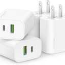 4 Pack USB C Charger Block,20W USB-C & USB-A Port Chargerfor i Phone 17/16/15/14/13/12/11/X/8, i Pad and More