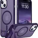 Temdan Magnetic Compatible with iPhone 15 Plus Case & iPhone 14 Plus Case, [Built-in Invisible Kickstand][Compatible with MagSafe][Military Grade Shockproof] Slim Translucent Matte Phone Case 6.7" (Purple)