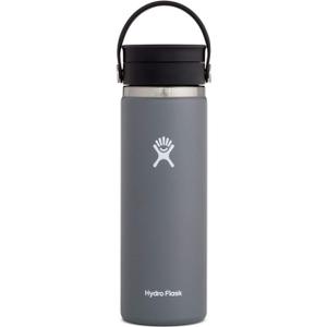Hydro Flask Wide Mouth Bottle with Flex Sip Lid - Insulated Water Bottle Travel Cup Coffee Mug Grey 20 oz