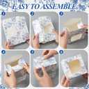 50 Pack Blue Floral Cookie Boxes with Window, Chinoiserie Small Bakery Treat Boxes for Pastry Donuts Macaroon Cupcakes, Wedding Bridal Shower Birthday Tea Party Baby Shower Favors, Flower