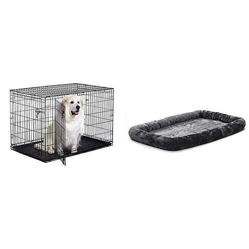New World 30" Double Door Folding Metal Dog Crate, Fits XL Dog Breeds w/Matching New World Dog Crate Bed
