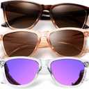 KALIYADI Womens-Sunglasses Polarized Sunglasses-Womens Trendy: Retro Sun Glasses with UV Protection for Travel Driving A21-brown/Purple/Gradient Brown, Multicolor