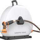 Giraffe Tools Heavy Duty Retractable Hose Reel, 5/8" x 92FT Automatic Rewind Garden Hose Reel with 360 Swivel Base, Ground Mounted for Lawn, Patio, Concrete Floor & Yard Watering