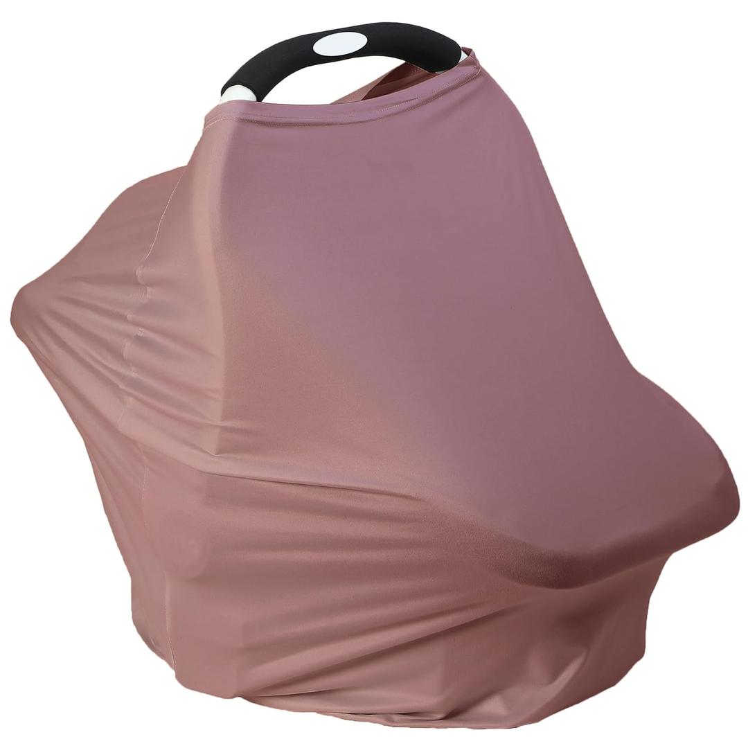 Breathable Car Seat Cover for Babies  Multi-Purpose Soft Rayon Nursing Cover for Breastfeeding, High Stretchy Infant Carseat Canopy, Stroller Cover (Smooth Rayon, Blush)