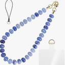 Handmade Natural Gemstone Crystal Beaded Charm Cell Phone Camera Lanyard, Hands-Free Wrist Strap, Phone Chain String, Keychain Decor for Wallet (Ocean Blue Jade)