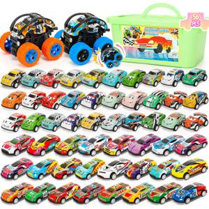Toy Cars for Kids Ages 4-8, 56Pcs Monster Truck Toys Pull Back Cars with Storage Box, Race Cars Party Favors for Toddler Toys Pinata Goodie Bag Stuffers Christmas Treasure Box Classroom Prizes