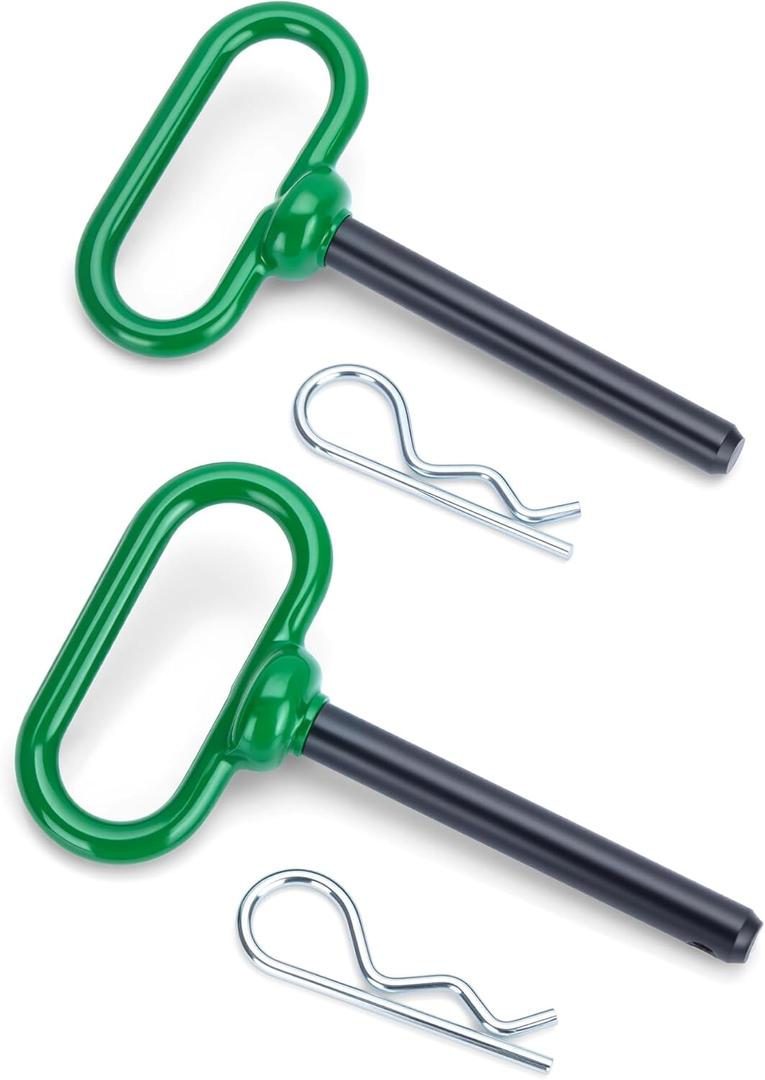 1/2 inch Trailer Hitch Pin and Clip, 1/2 x 3-5/8 Inch Tow Hitch Pin Rubber Coated Green Handle Pin for Tractors, Towing, Lawn Mower, Golf Cart and ATV, Heavy Duty Gate Pin Accessories One-Handed