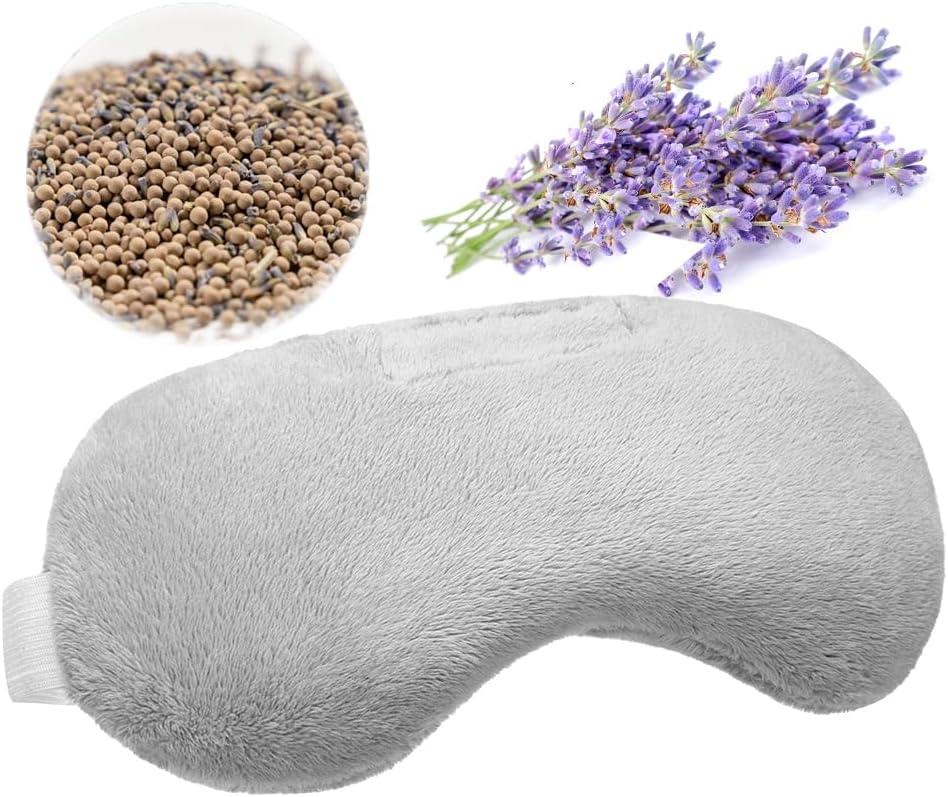 Lavender Eye Mask, Aromatherapy Weighted Eye Mask for Dry Eyes, Sleep Mask for Men Women, Hot & Cold Therapy Eye Cover for Compression Pain Relief, Eye Pillow for Puffy Eyes, Migraine, Sinus Pain-Grey (Gray)