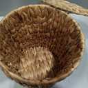 4 Gallon Wicker Trash Can,Small Bathroom Trash Can with Lid,Natural