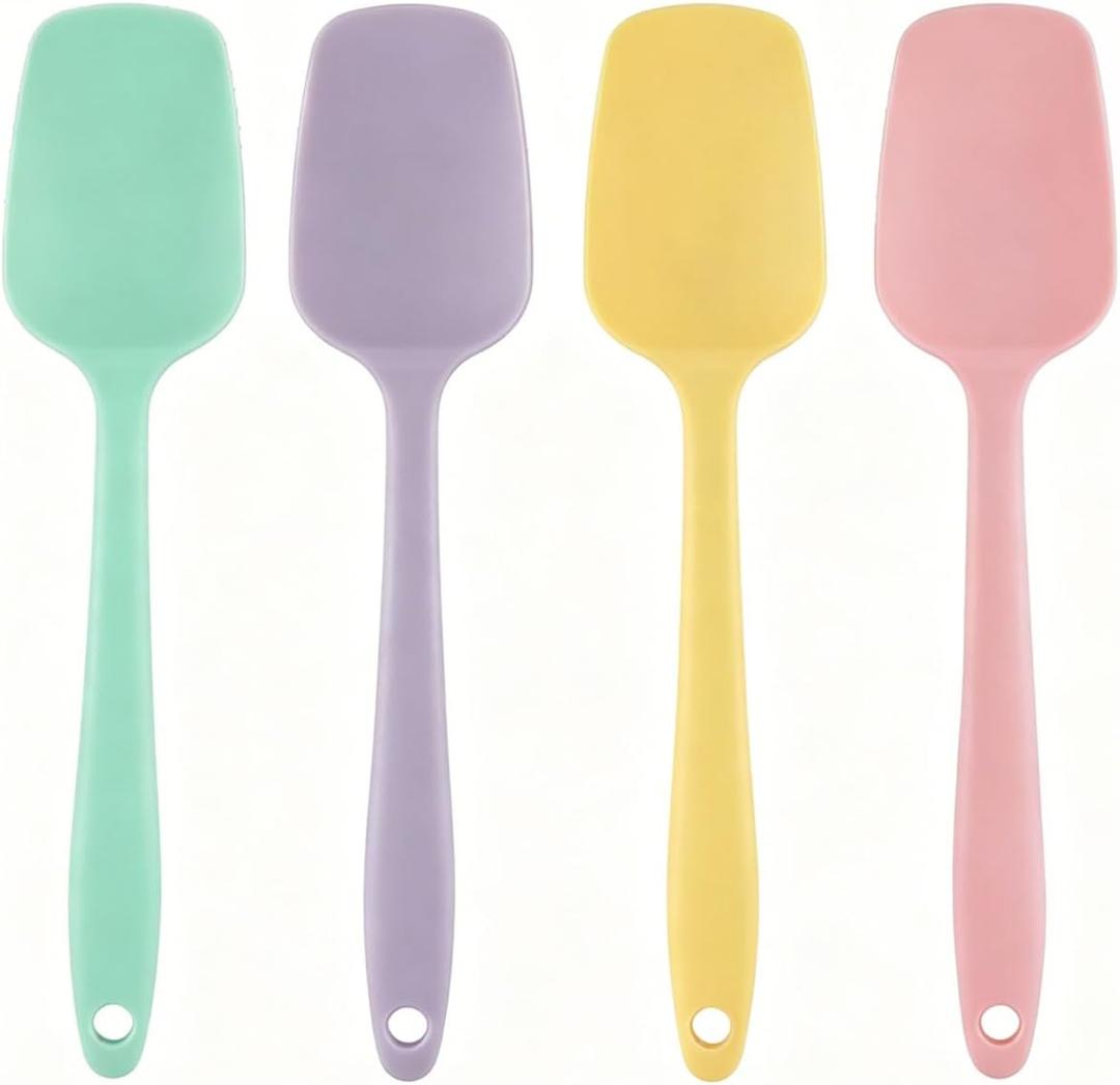 4 PCS,7.8Inch Silicone Spatulas Rubber Spatula Small Spatula Baking Mini Spatula Mixing Tool for Nonstick Cookware (4 colors)