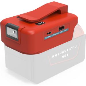 RETRUE Battery USB Charger Adapter for Milwaukee 18V MAX Battery Generator Power Converter with USB Charger Type C and LED Lights for Work RV Camping Travel, Tool Only