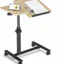 Adjustable Over Bed Table with Wheels Laptop Stands Couch Tray Table Hospital Desk Side Tray Tables Office Carts & Stands-Log, ab440-log