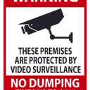 NMC WGA44PB Warning - These Premises are Protected by Video Surveillance, NO Dumping, Fines UP to $500 Sign - 10 in. x 14 in. PS Vinyl Signage with Graphic, 10x14 inches