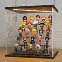 LANSCOERY LED Lighted Acrylic Display Case, 5 Tier Display Box for Collectibles and Action Figures, Clear Dustproof Organizer with Black Base  11.8x11x11.8inch
