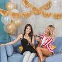 FYSUIMU 6.6 Ft Gold Scalloped Banner Hanging Layered Sparkly Fringe Garland for Bachelorette Birthday Party Backdrop Decor