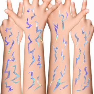 3 x Lightning Tattoo Stickers - 5 Sheets Temporary Makeup Stickers for Face and Body | Fake Tattoo Stickers for Halloween Party Favors, Cosplay and Photo Shoots