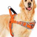 ADVENTUREMORE Dog Harness for Large Dogs No Pull, Sport Dog Halter Harness Reflective Breathable Dog Vest Escape Proof Dog Harness with Easy Control Front Clip Handle for Training Walking Large Orange