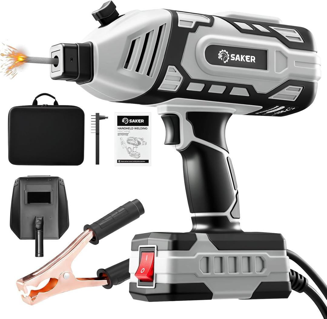 Saker Portable Welding Machine, 110V Arc Stick Welder with IGBT Inverter 5 Variable Current Settings, Fits for 3/32" Wire Rods, Gift for Men (Grey) - Electrodes Not Included