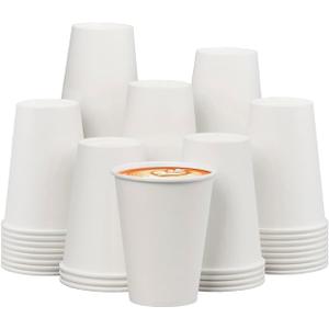 Coffee Cups 12 oz 300 Pack, 12 oz Paper Cups, Hot Beverage Drinking Cups, White Paper Hot Disposable Coffee Cups, Suitable for Party, Picnic, Travel, and Events