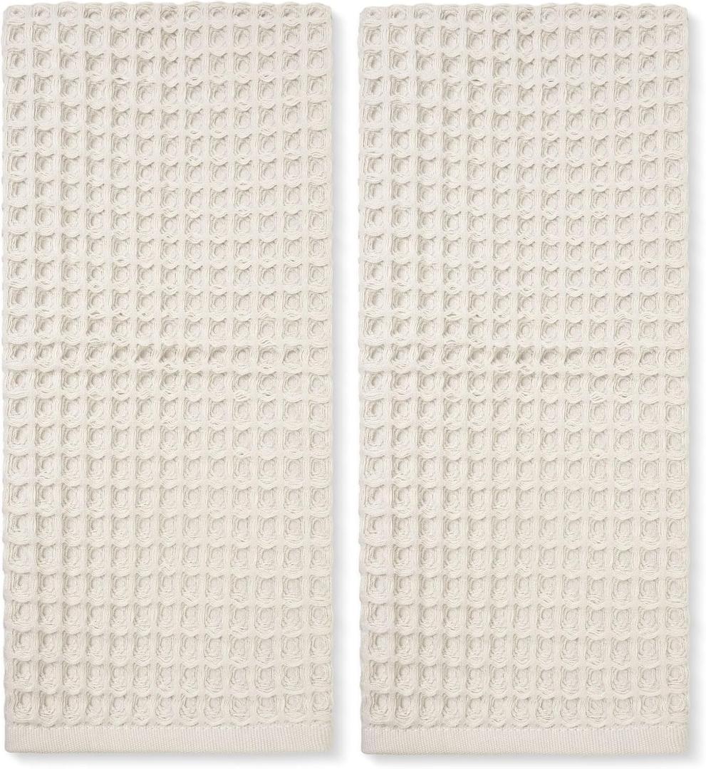 Jacquotha Waffle Hand Towels 2-Piece (Mist White)  Cotton, Quick Dry, Lint Free, 13 x 29