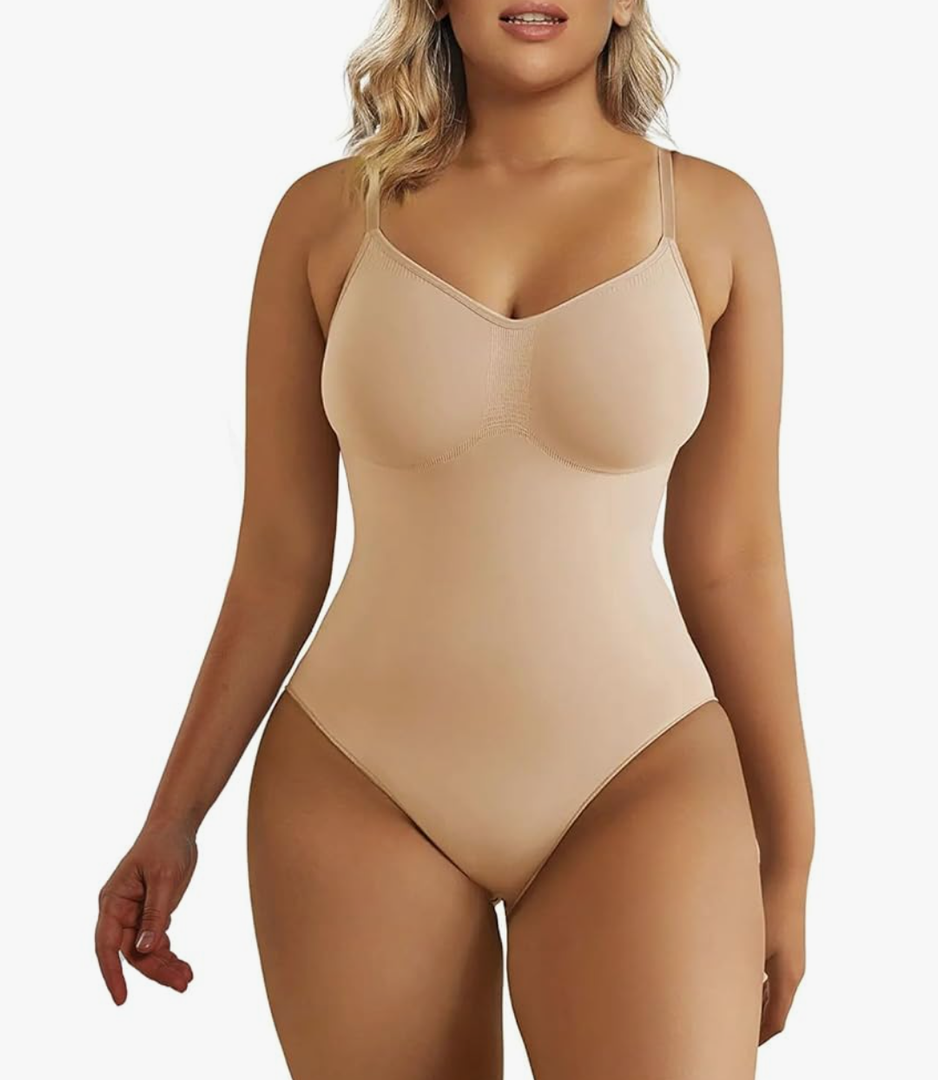 SHAPERX Women's Shapewear Bodysuit Tummy Control Body Shaper Seamless Sculpting Snatched Waist Body Suit, S/M