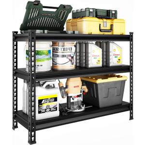 3-Tier Garage Shelving Heavy Duty,40W x 18D x 36H Metal Shelving Unit1320 lbs Weight Capacity Adjustable Storage Shelves for Retiple Tanks, Aquariums, Pantry, GarageBlack (40"W18"D36"H)