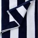 LULUHOME Large Oversized Beach Towel - Big Cotton 36 x 70 Inch Striped Pool Towel, Large Cabana Soft Swimming Towel for Adult Men Women,Navy Blue