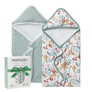 Momcozy Baby Towel with Hooded-2 Pack Soft Bath Towel Set-Shower Gifts or Bath Essential for Infant,Newborn, Toddler (28 X 28 Inch, Petite Blossom) (Newborn Bath Towel ( 28 X 28 Inch ))