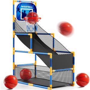 NIPLOOOW Arcade Basketball Game Set for Kids 3-12 Years Old, Kids Basketball Hoop with 4 Balls & Pump, Indoor Outdoor Sports Play Toys, Basketball Games Toys, for Boys Girls Teens