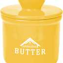 Butter Crock with Lid, French Butter Keeper to Leave On Counter with Water Line, Ceramic French Butter Dish for Spreadable Butter, Yellow