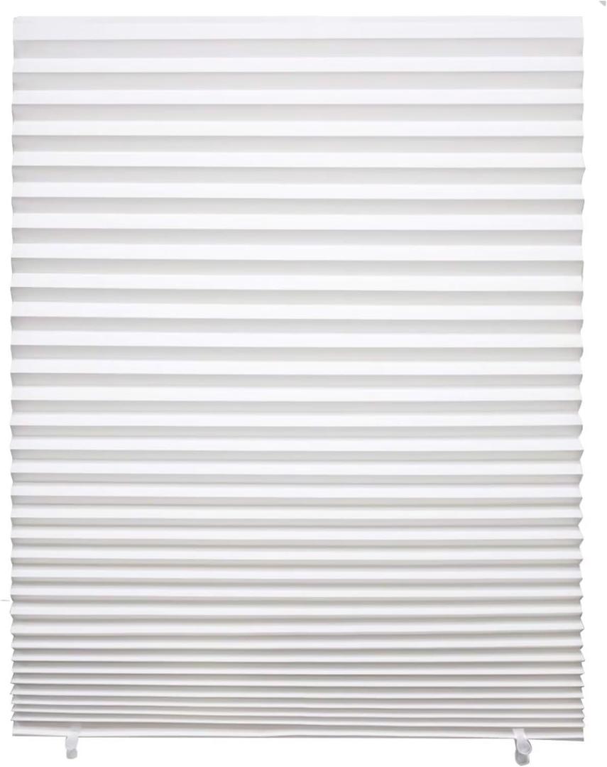 Changshade 6-Pack Pleated Paper Temporary Shades Cordless Light Filtering Cut to Size Temporary Paper Blinds for Indoor Windows of Office, Bedroom, Bathroom, Living Room, 24" W x 72" H, White, 24" x 72"-6PC