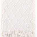 BATTILO HOME Cream Throw Blanket for Couch, Boho Bedroom Decor Throws, Decorative White Throw for Sofa Living Room, 50"x60"