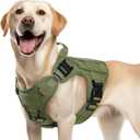 rabbitgoo Tactical Dog Harness Medium Sized, Heavy Duty Pet Harness with Handle, No-Pull Service Vest Medium Breed, Adjustable Military Dog Vest for Training Hunting Walking, Green, M