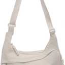 Crossbody Nylon Crescent Bag for Women - Lightweight Small Hobo With 2 Pack Inner Dumpling Bag - Casual (J-beige)