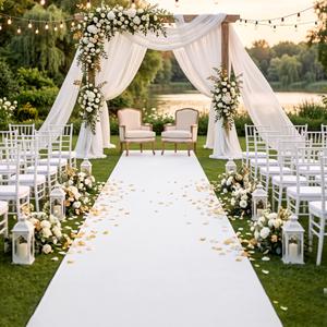 HOMBYS 260GSM Heavyweight White Aisle Runner for Wedding Ceremony, 3' x 20'