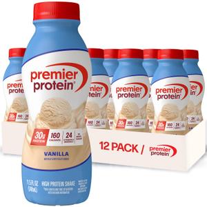 Premier Protein Shake, Vanilla, 30g Protein, No Added Sugar, 24 Vitamins & Minerals to Support Immune Health, 11.5 fl oz, 12 Pack (EXP 08/26/25)