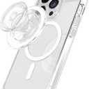 PopSockets PopGrip for MagSafe, Magnetic Phone Grip & Stand, Swappable Top, Secure Grip for iPhone MagSafe Cases, Kickstand for Hands-Free Viewing, Wireless Charging Compatible - Clear
