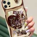 Toycamp for iPhone 14 Pro Max Case - Women Girls Cute Cover Coffee with Sliding Camera Cover Girly Glitter Teens Pretty Cartoon Design Flowing Liquid Quicksand Phone Case for iPhone 14 Pro Max 6.7 "