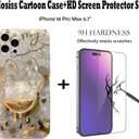 Cartoon Case for iPhone 14 Plus 6.7" with HD Screen Protector, Minnie Mouse with Quicksand Cell Phone Holder Strap Soft TPU Shockproof Protective for Girls Women