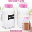 Mifoci 28 Pack 16 oz Plastic Spice Jars with Cap Square Plastic Bottle Containers with Shaker Lids and Stickers Large Seasoning Shaker Empty Powder Storage Container for Storing Salt Herbs (Pink)