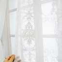 SLOW SOUL Set of 2 Panels Linen Texture Cotton Embroidered Sheer Curtains for Bedroom Living Room Window Treatments Farmhouse European Fancy Lace Curtain Rod Pocket White 54W X 69 inch Length