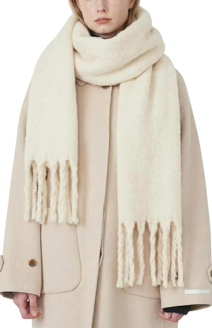Chunky Scarf for Women Winter Oversized Thick Warm Tassel Scarves Cold Weather Large Blanket Soft Warm Shawl Wraps (Apricot)