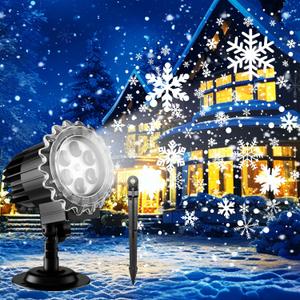 Christmas Snowflake Lights Projector, Upgraded 9W High Brightness LED Christmas Light Projector Outdoor, IP44 Waterproof Holiday Light Projector Snow Projector for Party, Holiday Decorations