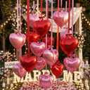 Jenaai 30 Sets Heart Foil Balloons Bulk, 30 18" Heart Balloons, 30 Satin Bows for Balloon and 2 Pcs Ribbons, Love Foil Balloon for Wedding Party Supplies Bridal(Pink, Red)