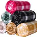 ZYFZCYBL Fleece Blanket Bulk Pack of 6 Cozy Fleece Throw Blankets 50x60 Warm Soft Lightweight Breathable Pet-Friendly for Bed Sofa Camping Wedding GiftsMultiple Print (Plaid)