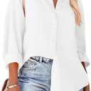 Zeagoo Womens Button Down Shirts Oversized Long Sleeve Floral Printed Blouses Casual Work Tops Drop Shoulder Outfit Clothes (Large)