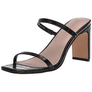 The Drop Women's Avery Square Toe Two Strap High Heeled Sandal, Black, 8