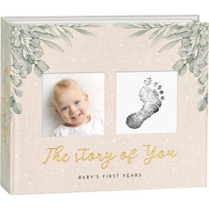 Baby Memory Book & Newborn Keepsake Journal First Year Memory Book for Boy or Girl Gender Neutral Milestone Book with 24 Stickers Perfect First Mothers Day Gift